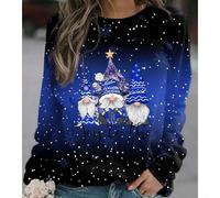 Street Langarm Rundhals Casual Top aus Polyester mit mäßiger Elastizität, perfekt für den Alltag, Urlaub, Zuhause, und Clubwear das ganze Jahr (M Blau)