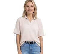 Poloshirt STREET ONE, Damen, Gr. 40, clay sand, Stoff, 100% Polyester, Strukturmuster, comfort fit normal, hoch geschlossener Ausschnitt, normaler Saum, Shirts, in Unifarbe (53179029-40) clay sand
