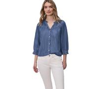 Langarmbluse STREET ONE, Damen, Gr. 42, soft mid blau washed, Stoff, 100% Lyocell, unifarben, klassisch normal, hoch geschlossener Ausschnitt, Bündchen, Blusen, mit Stehkragen (99569136-42) soft mid b