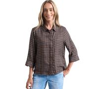 Hemdbluse STREET ONE, Damen, Gr. 46, braun (silk braun), Stoff, 100% Viskose, kariert, regular fit normal, V-Ausschnitt, abgesteppt, Blusen Hemdbluse, mit Knopfleiste (87423550-46) silk braun