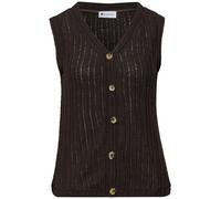 Street One - Ärmellose Strickweste mit V-Ausschnitt und Knopfleiste braun - Gr. - 38