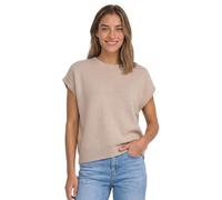 Pullunder STREET ONE, Damen, Gr. 36, beige (light sepia sand), Web, 65% Baumwolle, 35% Polyamid, unifarben, comfort fit normal, Rundhals, Rippbündchen, Pullover Pullunder, mit Rundhalsausschnitt (3170