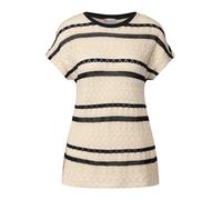 STREET ONE Damen A323158 Ajour Shirt mit Streifen, Pearl beige, 38