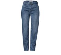 Loose-fit-Jeans STREET ONE, Damen, Gr. 26, Länge 28, mid blau stripe washed, Jeans, 92% Baumwolle, 6% Elastomultiester, 2% Elasthan, gestreift, knöchelfrei, Jeans, High Waist (43956233-26) mid blau st