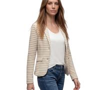 Sweatblazer STREET ONE, Damen, Gr. 42, clay sand, Jersey, 52% Polyester, 33% Baumwolle, 12% Viskose, 3% Elasthan, gestreift, normal normal, V-Ausschnitt, Bündchen, Blazer, mit Reverskragen (39729728-4