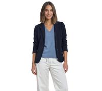 Kurzblazer STREET ONE, Damen, Gr. 42, schwarz (schwarzest blau), Stoff, 70% Polyester, 27% Viskose, 3% Elasthan, unifarben, normal normal, V-Ausschnitt, abgesteppt, Blazer Kurzblazer, mit Reverskragen