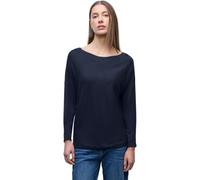 Rundhalspullover STREET ONE, Damen, Gr. 36, tiefblau, Stoff, 30% Polyester, 29% Polyacryl, 21% Viskose, 20% Nylon, unifarben, normal normal, U-Boot-Ausschnitt, Rollsaum, Pullover, aus Feinstrick (1748