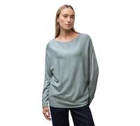 Rundhalspullover STREET ONE, Damen, Gr. 34, nile blau meliert, Stoff, 30% Polyester, 29% Polyacryl, 21% Viskose, 20% Nylon, unifarben, normal normal, U-Boot-Ausschnitt, Rollsaum, Pullover, aus Feinstr