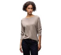 Rundhalspullover STREET ONE, Damen, Gr. 42, sandstone mocha meliert, Stoff, 30% Polyester, 29% Polyacryl, 21% Viskose, 20% Nylon, unifarben, normal normal, U-Boot-Ausschnitt, Rollsaum, Pullover (98997