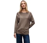 Rundhalspullover STREET ONE, Damen, Gr. 40, silk braun meliert, Stoff, 30% Polyester, 29% Polyacryl, 21% Viskose, 20% Nylon, unifarben, normal normal, U-Boot-Ausschnitt, Pullover, aus Feinstrick (6647
