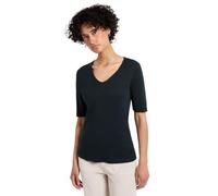 Kurzarmshirt STREET ONE "Style Palmira", Damen, Gr. 34, pine grove grün, Jersey, Single Jersey, Obermaterial: 50% Baumwolle, 50% Modal, casual, slim fit hüftlang, tiefer Rundhals, Kurzarm abgesteppt, 