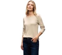 Langarmshirt STREET ONE "Style Lanea", Damen, Gr. 46, cotton beige, Jersey, Obermaterial: 50% Baumwolle, 50% Modal. Futter: 100% Baumwolle, unifarben, regular fit normal, U-Boot-Ausschnitt, angesetzte