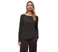 Langarmshirt STREET ONE "Style Lanea", Damen, Gr. 40, schwarzest braun, Jersey, Obermaterial: 50% Baumwolle, 50% Modal. Futter: 100% Baumwolle, regular fit normal, U-Boot-Ausschnitt, angesetztes Bündc