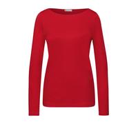 Langarmshirt STREET ONE "Style Lanea", Damen, Gr. 42, racing rot, Jersey, Obermaterial: 50% Baumwolle, 50% Modal. Futter: 100% Baumwolle, unifarben, regular fit normal, U-Boot-Ausschnitt, angesetztes 