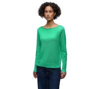 Longpullover STREET ONE, Damen, Gr. 36, arcadia grün, Stoff, 86% Viskose, 14% Polyester, unifarben, comfort fit normal, U-Boot-Ausschnitt, Bündchen, Pullover Longpullover, mit Strick-Detail (96263165-