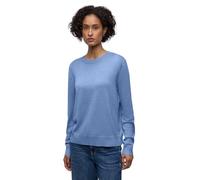 Rundhalspullover STREET ONE, Damen, Gr. 46, bonnet blau meliert, Stoff, 86% Viskose, 14% Polyester, unifarben, normal normal, Rundhals, Rippbündchen, Pullover Rundhalspullover, mit Rundhalsausschnitt