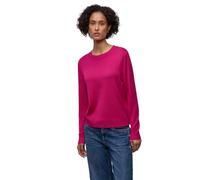 Rundhalspullover STREET ONE, Damen, Gr. 40, magenta dream, Stoff, 86% Viskose, 14% Polyester, unifarben, normal normal, Rundhals, Rippbündchen, Pullover Rundhalspullover, mit Rundhalsausschnitt (34737