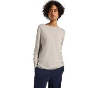 Strickpullover STREET ONE, Damen, Gr. 40, tusk cream meliert, Strick, Obermaterial: 60% Viskose, 40% Baumwolle, unifarben, casual, lässig geschnitten hüftbedeckend, U-Boot-Ausschnitt, Langarm Flachstr