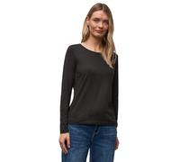 Rundhalsshirt STREET ONE, Damen, Gr. 44, schwarzest braun, Jersey, Obermaterial: 50% Baumwolle, 50% Modal, unifarben, tailliert hüftbedeckend, Rundhals, Shirts Rundhalsshirt (64638210-44) schwarzest b