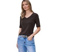 Street One Frauen Basic T-Shirt mit blickdichter Front in Braun, Gr: 46