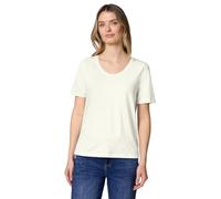 Street One Frauen Basic T-Shirt mit gerundetem V-Neck in Weiß, Gr: 42