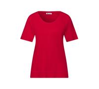 Basic T-Shirt mit gerundetem V-Neck Rot 38