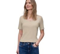 Street One Damen Kurzarm-T-Shirt Style Ada, Herzausschnitt, 50/50 Baumwolle/Modal, Beige Gr. 34