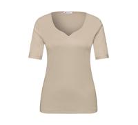 Street One Kurzarmshirt Style Ada Damen Herzausschnitt 50% Baumwolle/50% Modal cotton beige Gr. 46