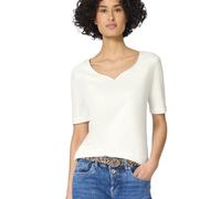 Street One Damen T-Shirt Ada mit Herzausschnitt, Kurzarm, 50/50 Baumwolle/Modal Weiß Gr.46