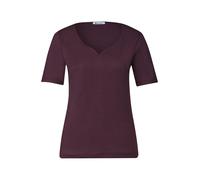 Kurzarmshirt STREET ONE "Style Ada", Damen, Gr. 40, rustic rouge, Jersey, Obermaterial: 50% Baumwolle, 50% Modal. Futter: 100% Baumwolle, normal hüftbedeckend, herzförmiger Ausschnitt, Shirts, Sommers