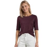 Kurzarmshirt STREET ONE, Damen, Gr. 44, rustic rouge, Jersey, Obermaterial: 50% Baumwolle, 50% Modal, unifarben, normal hüftbedeckend, Rundhals, abgesteppte Kante, Shirts, Sommershirt mit Rundhals - U