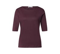 Kurzarmshirt STREET ONE, Damen, Gr. 42, rustic rouge, Jersey, Obermaterial: 50% Baumwolle, 50% Modal, unifarben, normal hüftbedeckend, Rundhals, abgesteppte Kante, Shirts, Sommershirt mit Rundhals - U