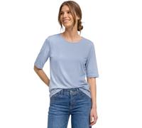Kurzarmshirt STREET ONE, Damen, Gr. 38, whispery blau, Jersey, Obermaterial: 50% Baumwolle, 50% Modal, unifarben, normal hüftbedeckend, Rundhals, abgesteppte Kante, Shirts, Sommershirt mit Rundhals - 