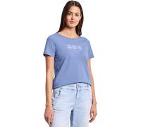 Kurzarmshirt STREET ONE, Damen, Gr. 44, drift blau, Jersey, Obermaterial: 100% Baumwolle, bedruckt, normal hüftbedeckend, Rundhals, abgesteppte Kante, Shirts, Sommershirt mit Print (33814343-44) drift