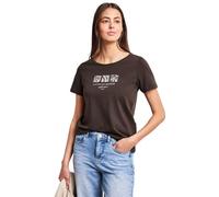 Street One Basic T-Shirt mit Rundhals und Print Espresso Brown 34