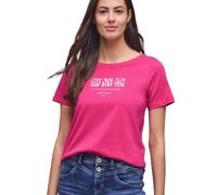 Street One Basic T-Shirt mit Rundhals und Print Magenta Dream 38