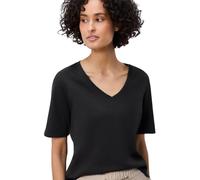 Street One Frauen Basic T-Shirt mit V-Neck in Unifarbe in Schwarz, Gr: 36