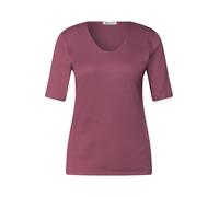 Street One Frauen Basic T-Shirt mit V-Neck in Unifarbe in Rosa, Gr: 36