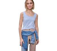 Tanktop STREET ONE "Style Anni", Damen, Gr. 38, cashmere blau, Jersey, Obermaterial: 48% Baumwolle, 48% Modal, 4% Elasthan, regular fit taillenlang, Rundhals, Tops Tanktop, mit Stretchanteil (78265907