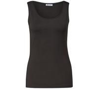 Tanktop STREET ONE "Style Anni", Damen, Gr. 40, schwarz coffee, Jersey, Obermaterial: 48% Baumwolle, 48% Modal, 4% Elasthan, unifarben, regular fit taillenbedeckt, Rundhals, Tops Tanktop, Sommer-Top m