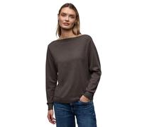 Strickpullover STREET ONE, Damen, Gr. 40, rustic braun meliert, Strick, Obermaterial: 50% Viskose, 28% Polyester, 22% Polyamid, unifarben, bequem hüftbedeckend, U-Boot-Ausschnitt, Bündchen, Pullover S
