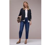 Sweatblazer STREET ONE, Damen, Gr. 40, shadowed navy, Jersey, 71% Polyester, 26% Viskose, 3% Elasthan, unifarben, normal normal, V-Ausschnitt, Bündchen, Blazer, Jersey (37547461-40) shadowed navy