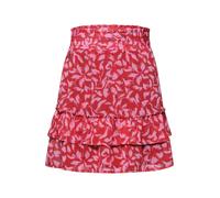 Minirock STREET ONE, Damen, Gr. 42, rosa (salsa rot), Stoff, 100% Polyester, geblümt, comfort fit knielang, Röcke Minirock, mit Volants (21052913-42) salsa rot