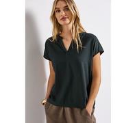 STREET ONE Damen A345728 Split Neck Bluse in Unifarbe, Pine Grove Green, 34