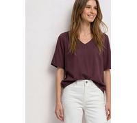 Shirtbluse STREET ONE, Damen, Gr. 42, rustic rouge, Stoff, 100% Viskose, unifarben, klassisch normal, V-Ausschnitt, normaler Saum, Blusen, mit V-Ausschnitt (54927841-42) rustic rouge