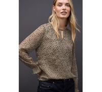 Langarmbluse STREET ONE, Damen, Gr. 36, sanded beige, Stoff, Obermaterial: 100% Polyester; Futter: 100% Modal, animal-print, klassisch normal, Rundhals, elastischer Bund, Blusen, mit Leomuster (854524