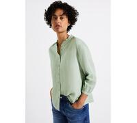 Street One Damen A345404 Leinenmix Bluse mit Rüschen, Soft Jade Green, 42