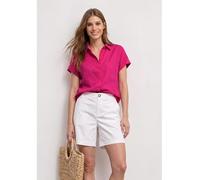 Hemdbluse STREET ONE, Damen, Gr. 40, magenta dream, Web, 100% Leinen, unifarben, regular fit normal, V-Ausschnitt, abgesteppt, Blusen Hemdbluse, aus Leinen (13963524-40) magenta dream