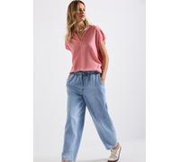 Street One Damen A345728 Split Neck Bluse in Unifarbe, Blush Peach, 46