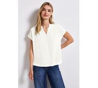 Street One - Split Neck Bluse in Unifarbe weiß - Gr. - 36